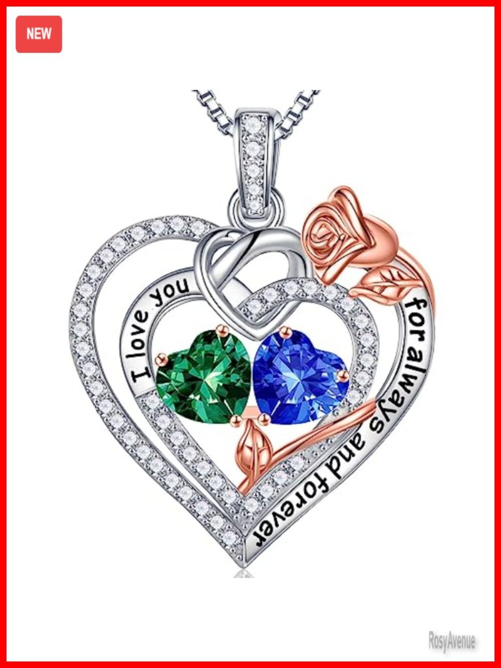 925 Sterling Silver Heart Pendant Necklace I Love You Engraved Adjustable Chain